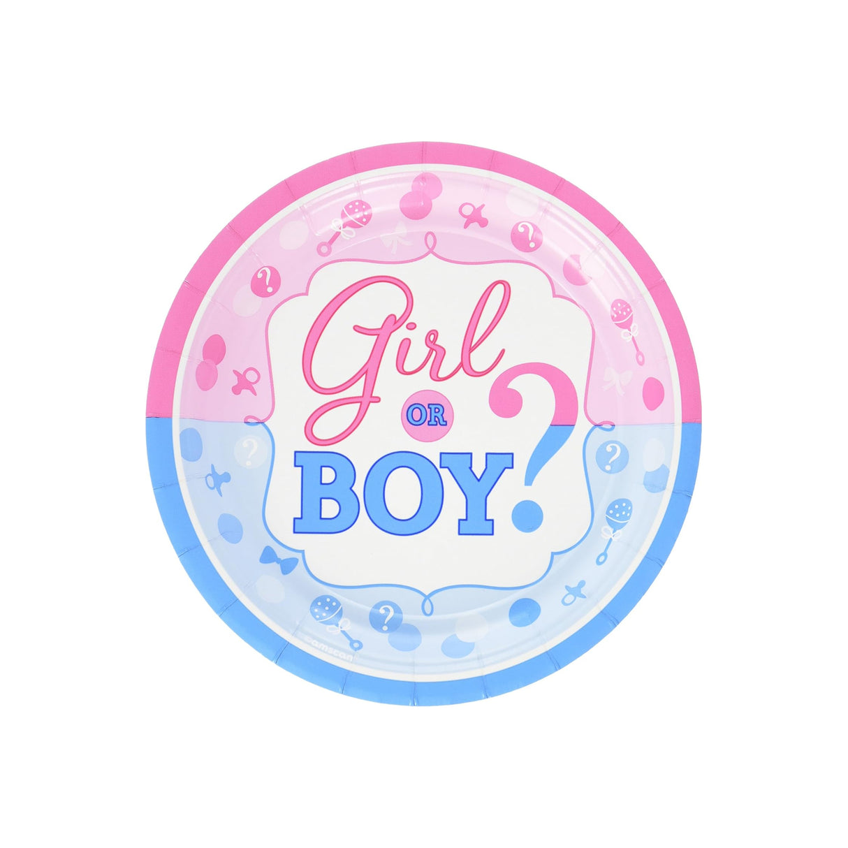 8 Pack Gender Reveal Paper Plates Boy or Girl 18cm