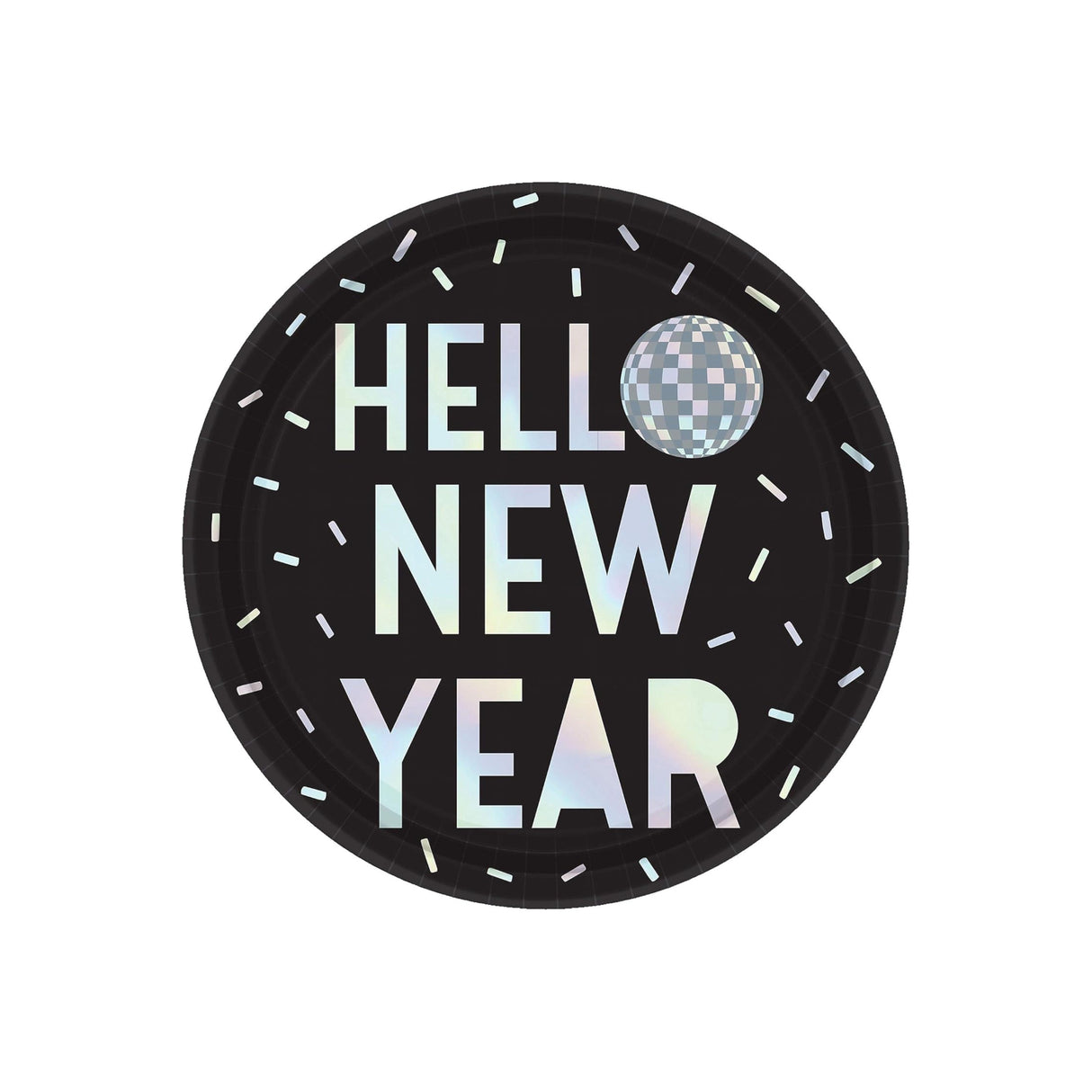 8 Paper Plates Disco Ball Hello New Year 23cm