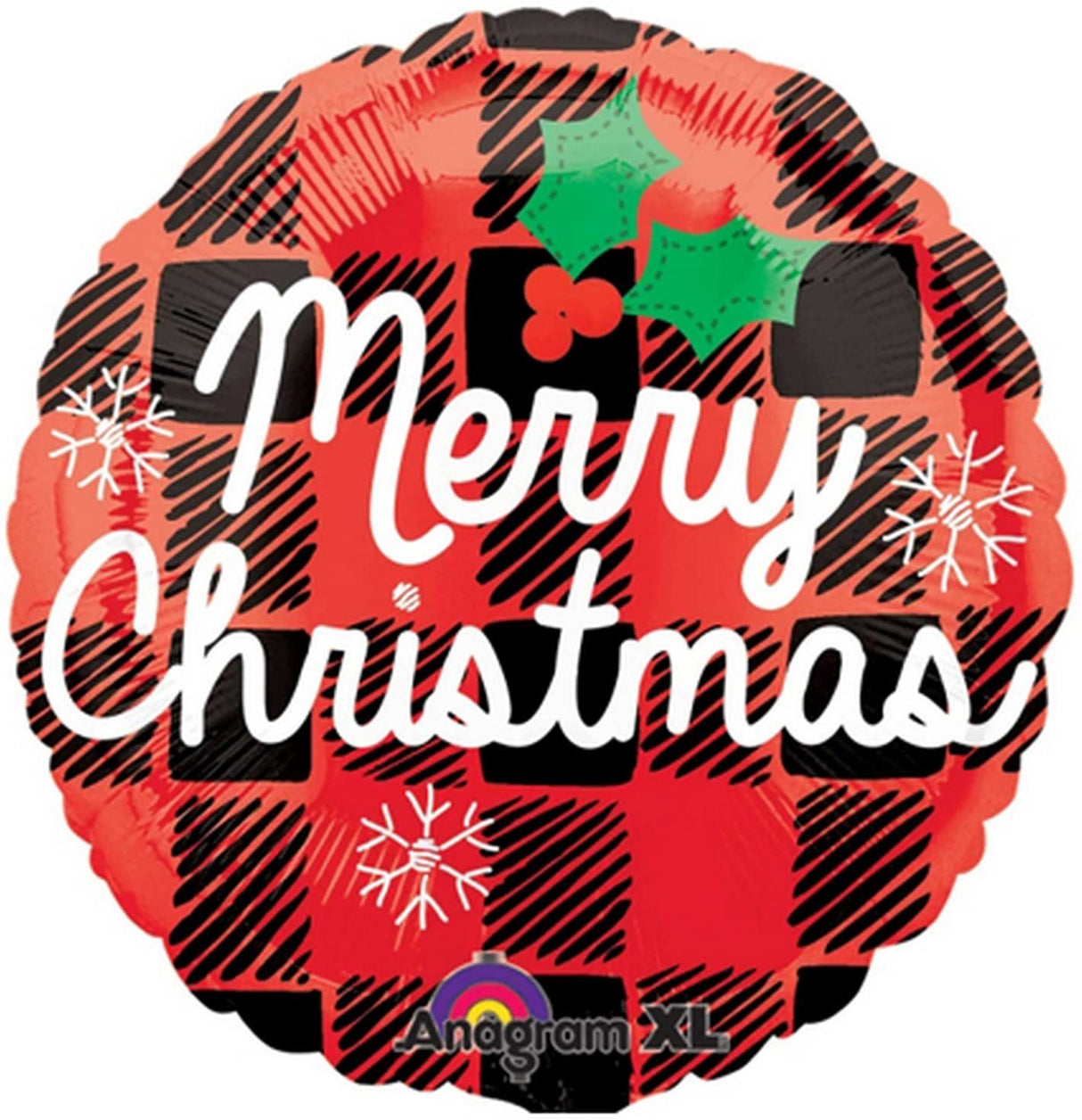 Merry Christmas Plaid Foil Balloon