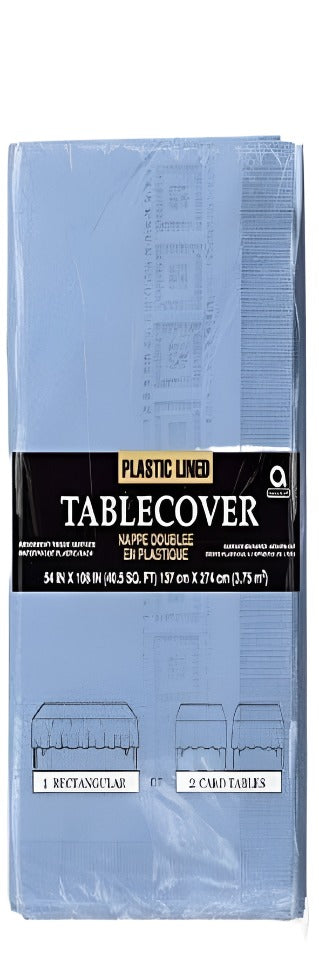 Plastic Lined Tablecover Pastel Blue