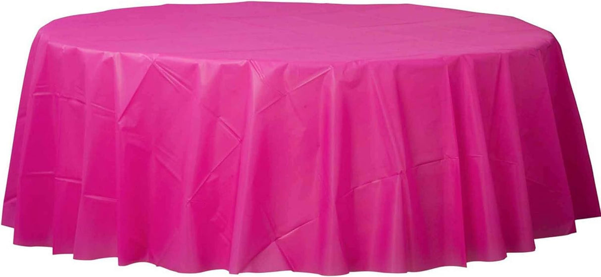 Plastic TableCover 84in Round Pink