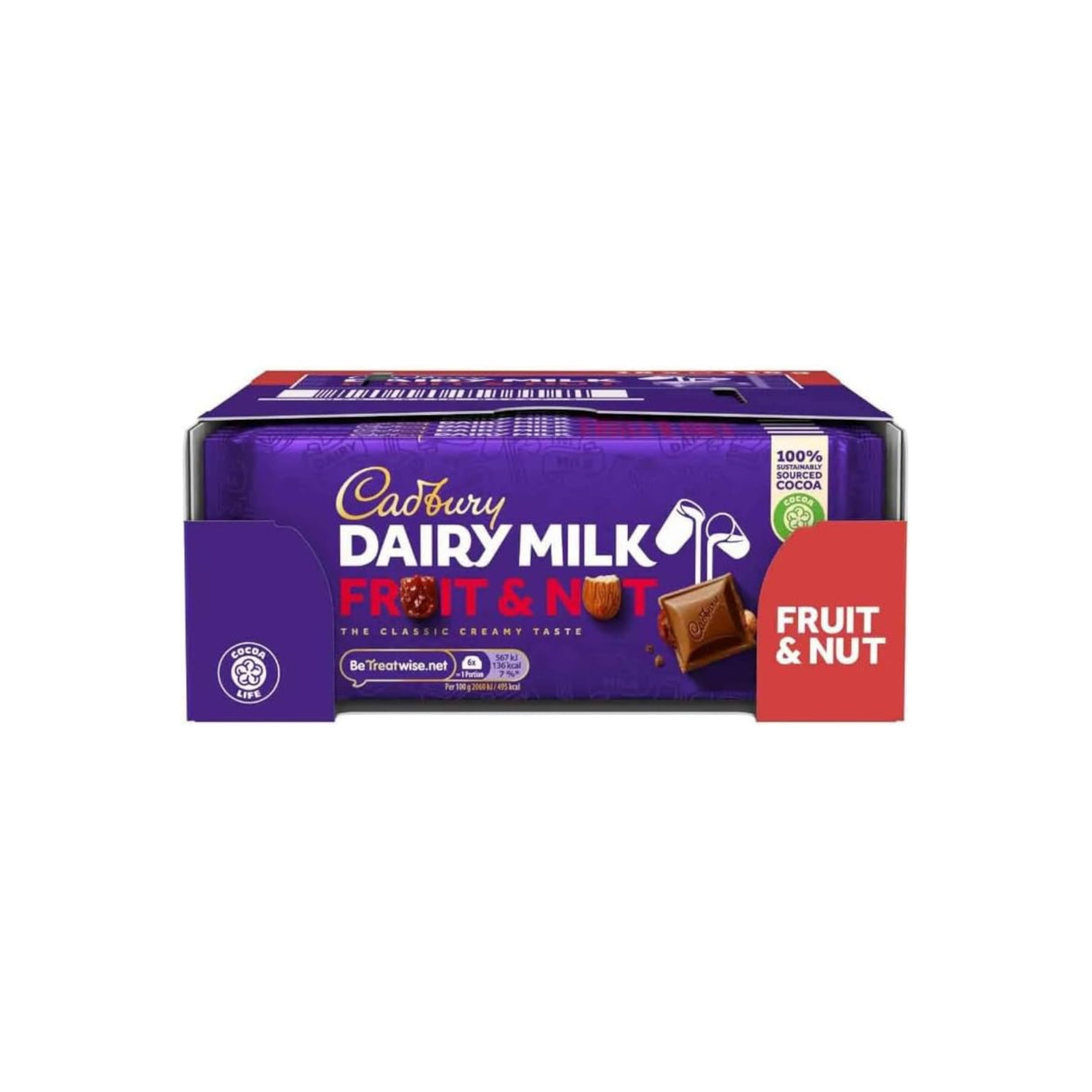 Cadbury Dairy Milk Fruit & Nut 110g x 18 Bars