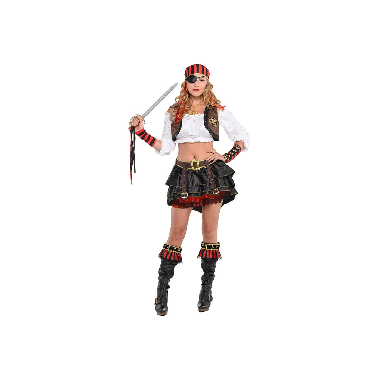 Ladies Caribbean Pirate Swashbuckler Fancy Dress Costume Adult