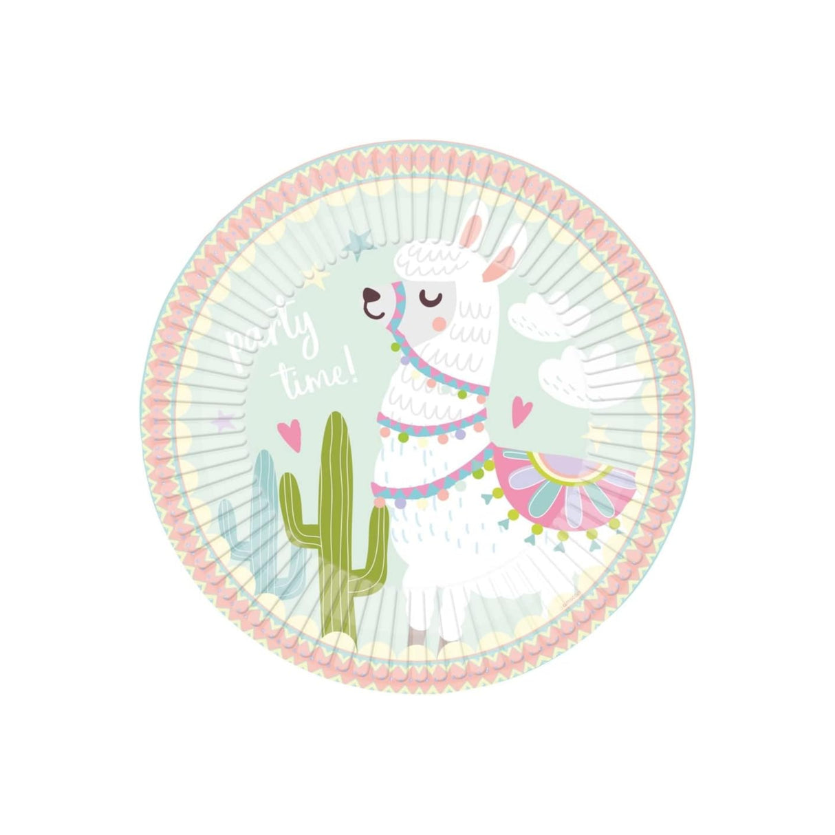 Llama Party Time! Round Paper Plates 8 Pack