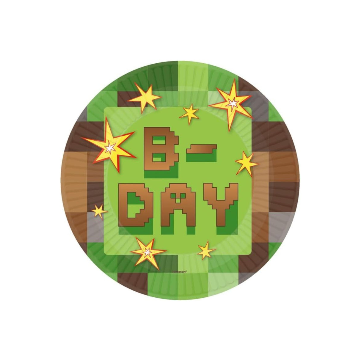 8 Minecraft TNT 'B-Day' Paper Plate 23cm