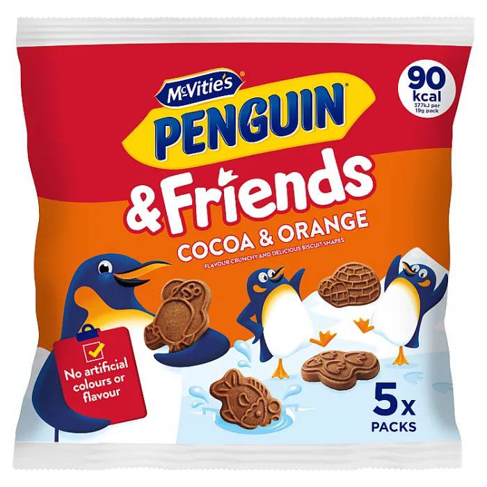 Mcvities Penguin & Friends Coca & Orange Biscuits 5 Pack