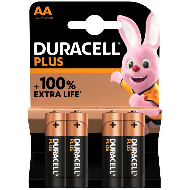 Duracell Plus AA 1.5V Alkaline Batteries 4 Pack