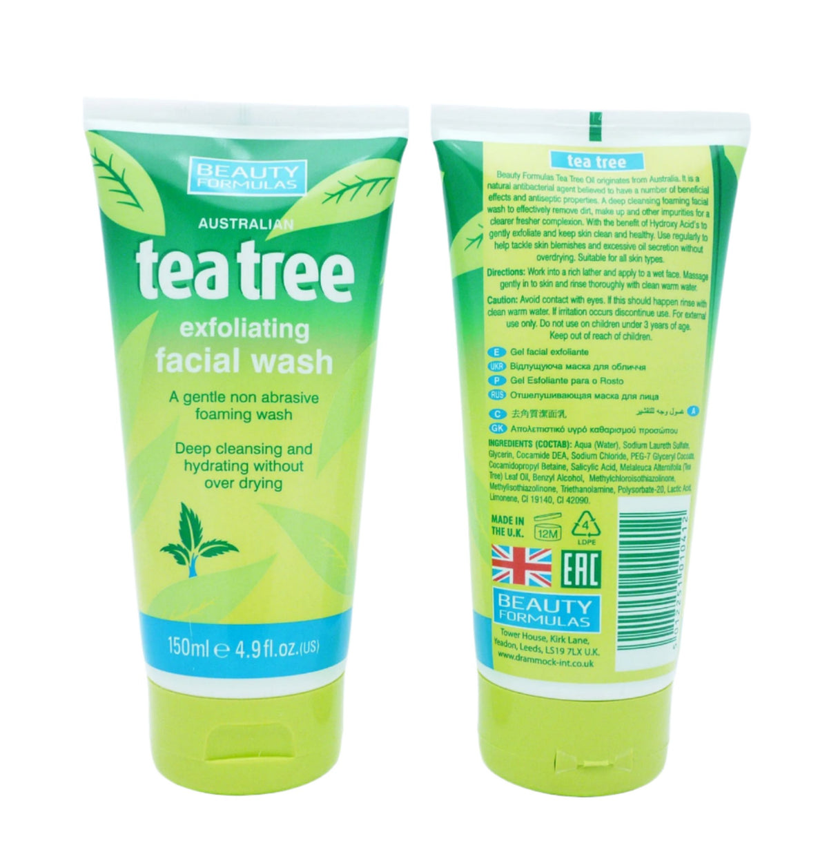 Beauty Formulas T/tree Exfoliating Facial Wash 150ml