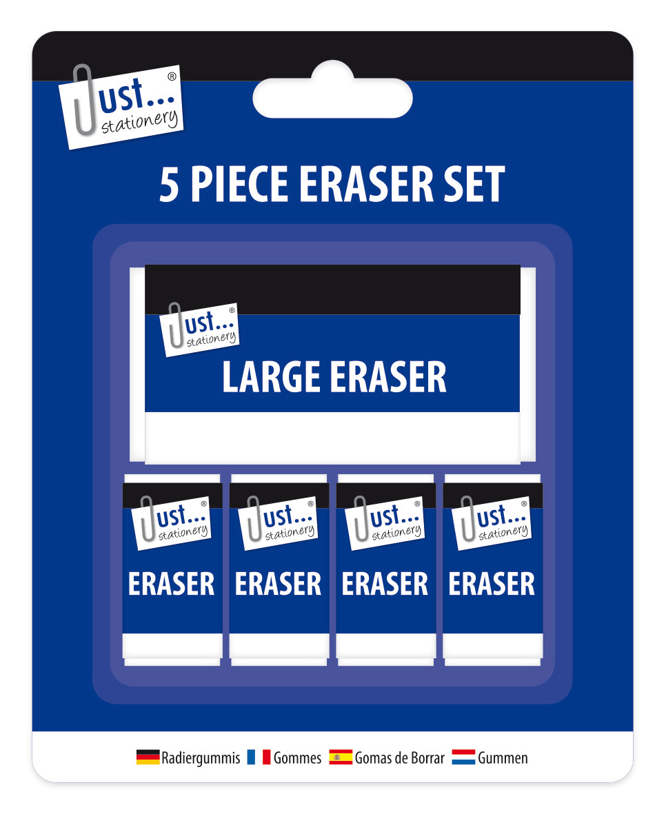 5 Piece White Eraser Set