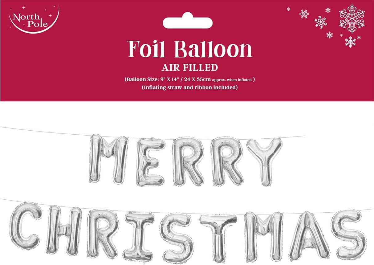 Christmas Foil Letter Balloon Silver