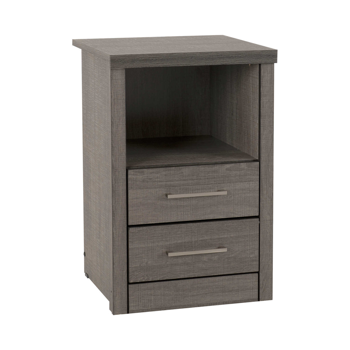 Lisbon 2 Drawer 1 Shelf Bedside (Black Wood Grain)