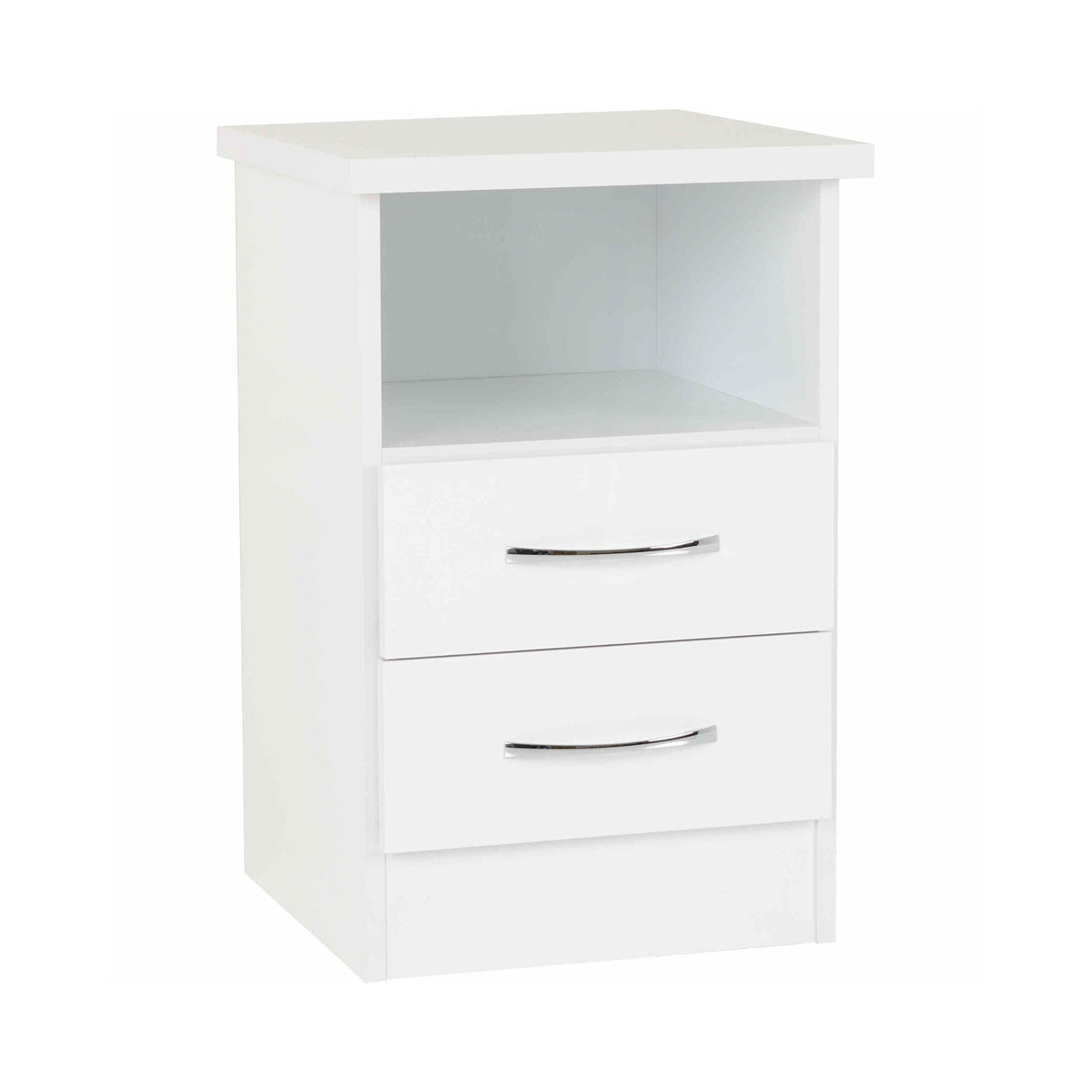 Nevada 2 Drawer Bedside (White Gloss)