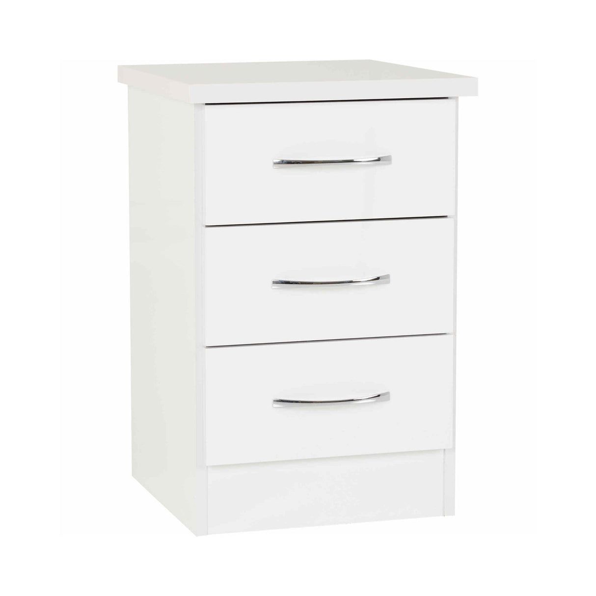 Nevada 3 Drawer Bedside (White Gloss)