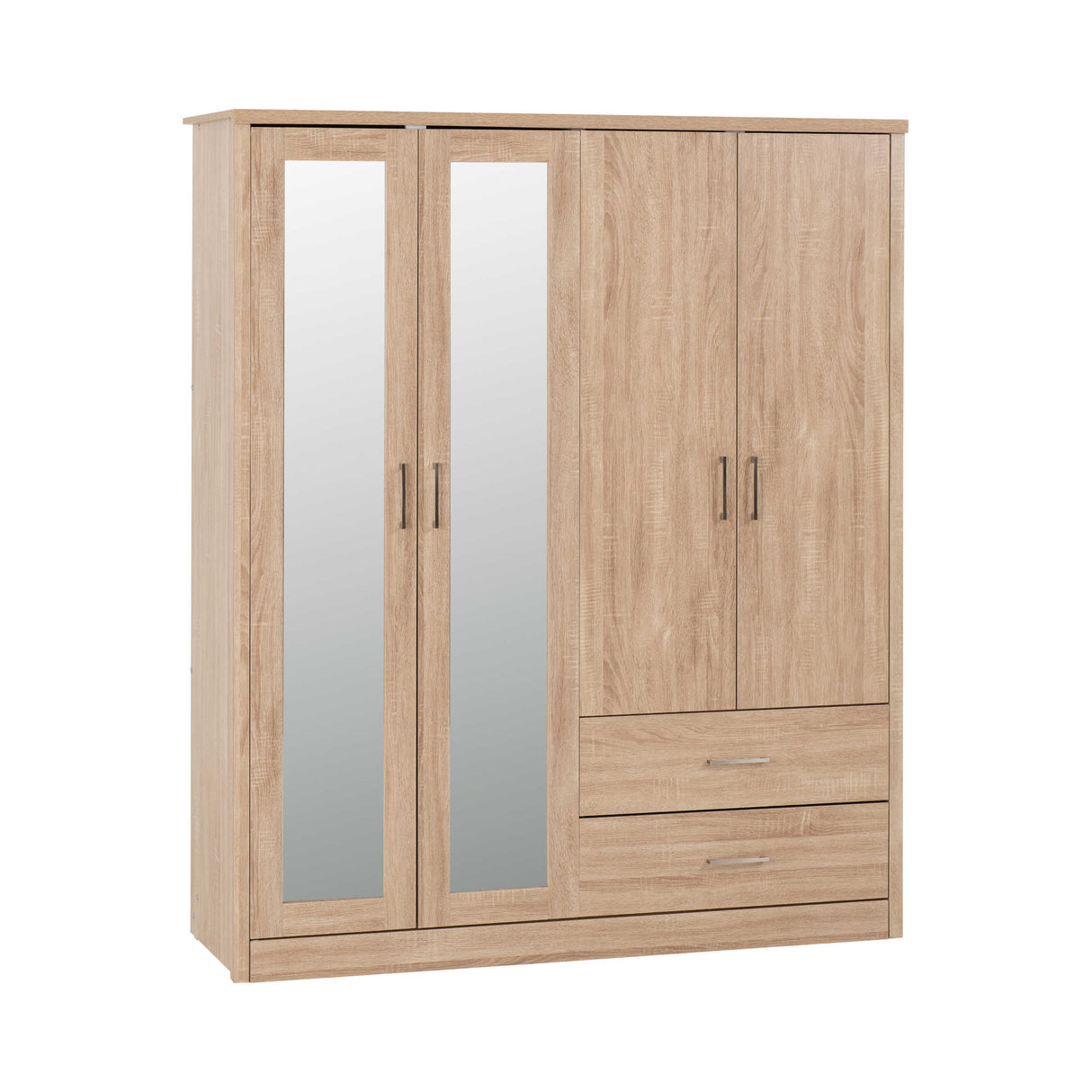 Lisbon 4 Door Wardrobe (Light Oak Effect Veneer)