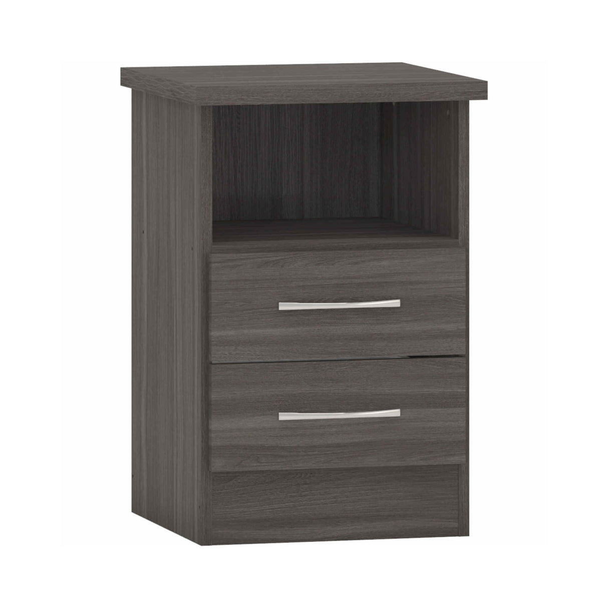 Nevada 2 Drawer Bedside (Black Wood Grain)