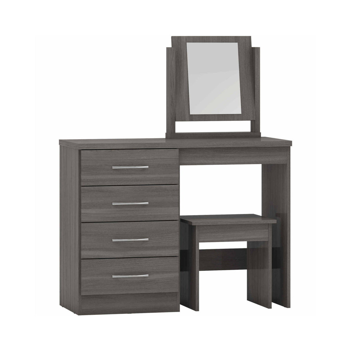 Nevada 4 Drawer Dressing Table Set (Black Wood Grain)