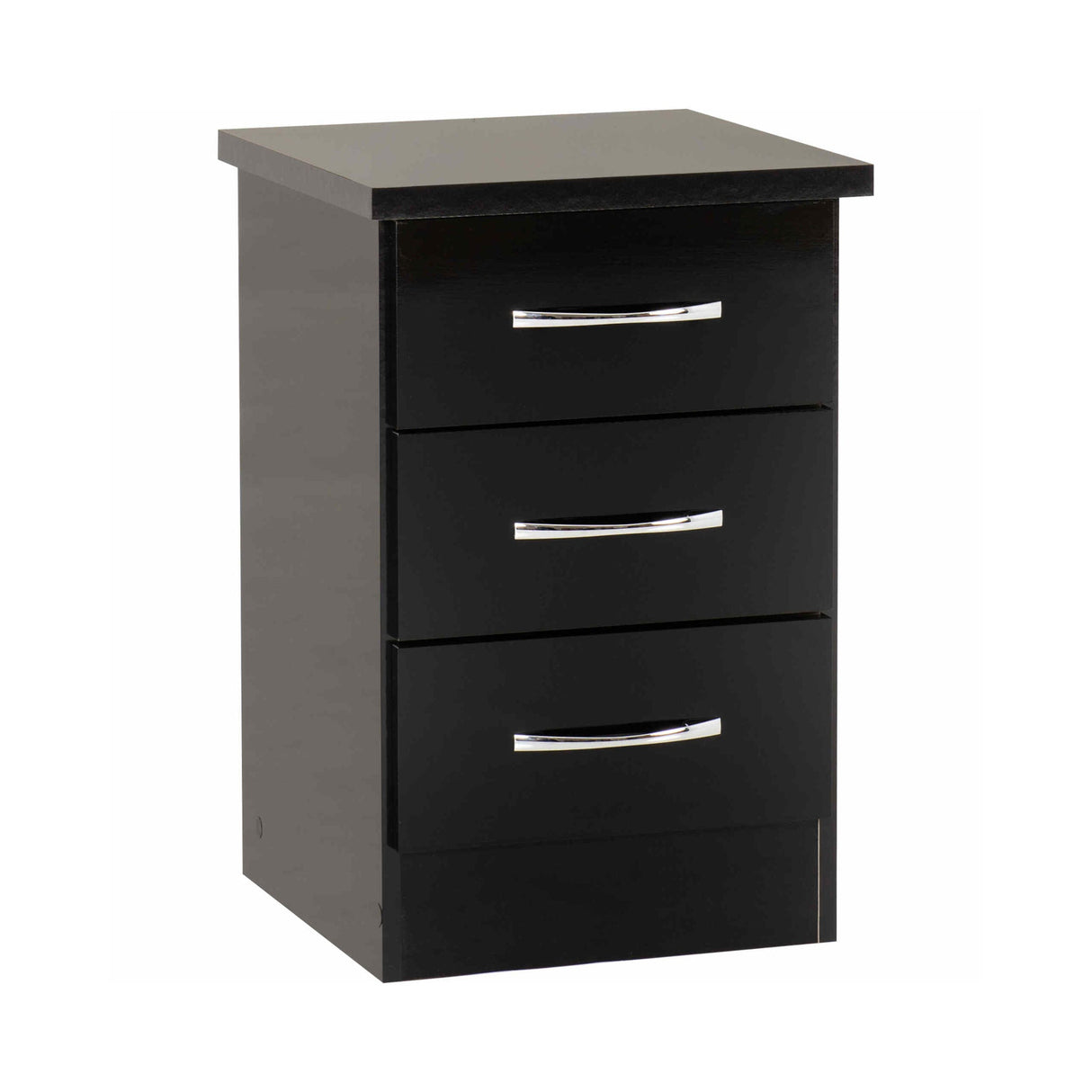 Nevada 3 Drawer Bedside (Black Gloss)