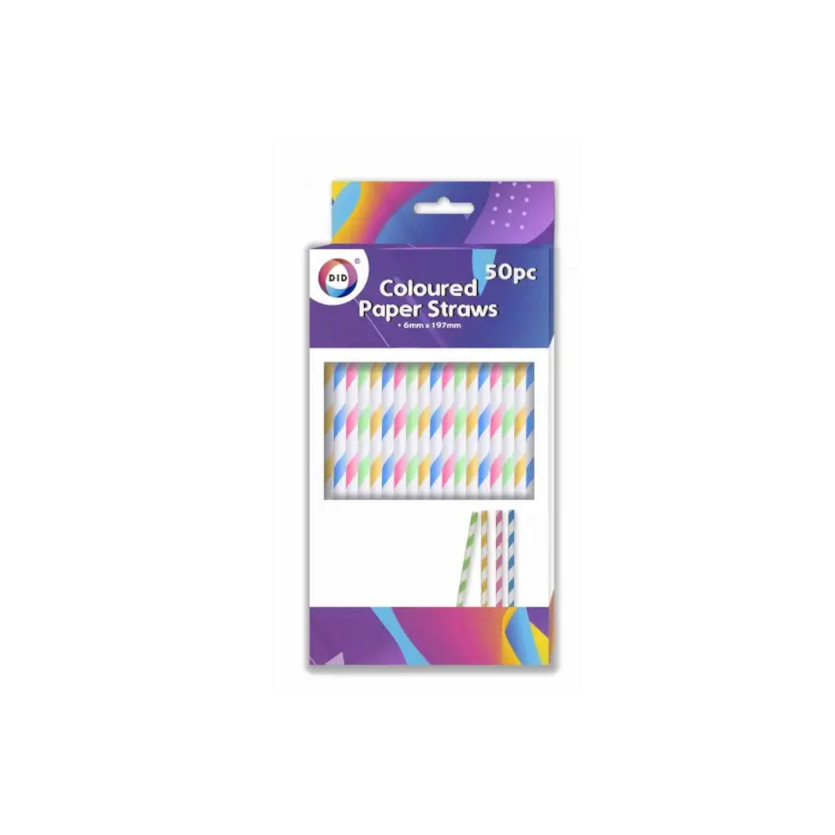 Coloured Paper Straws - 50 Pack, Eco-Friendly & Fun