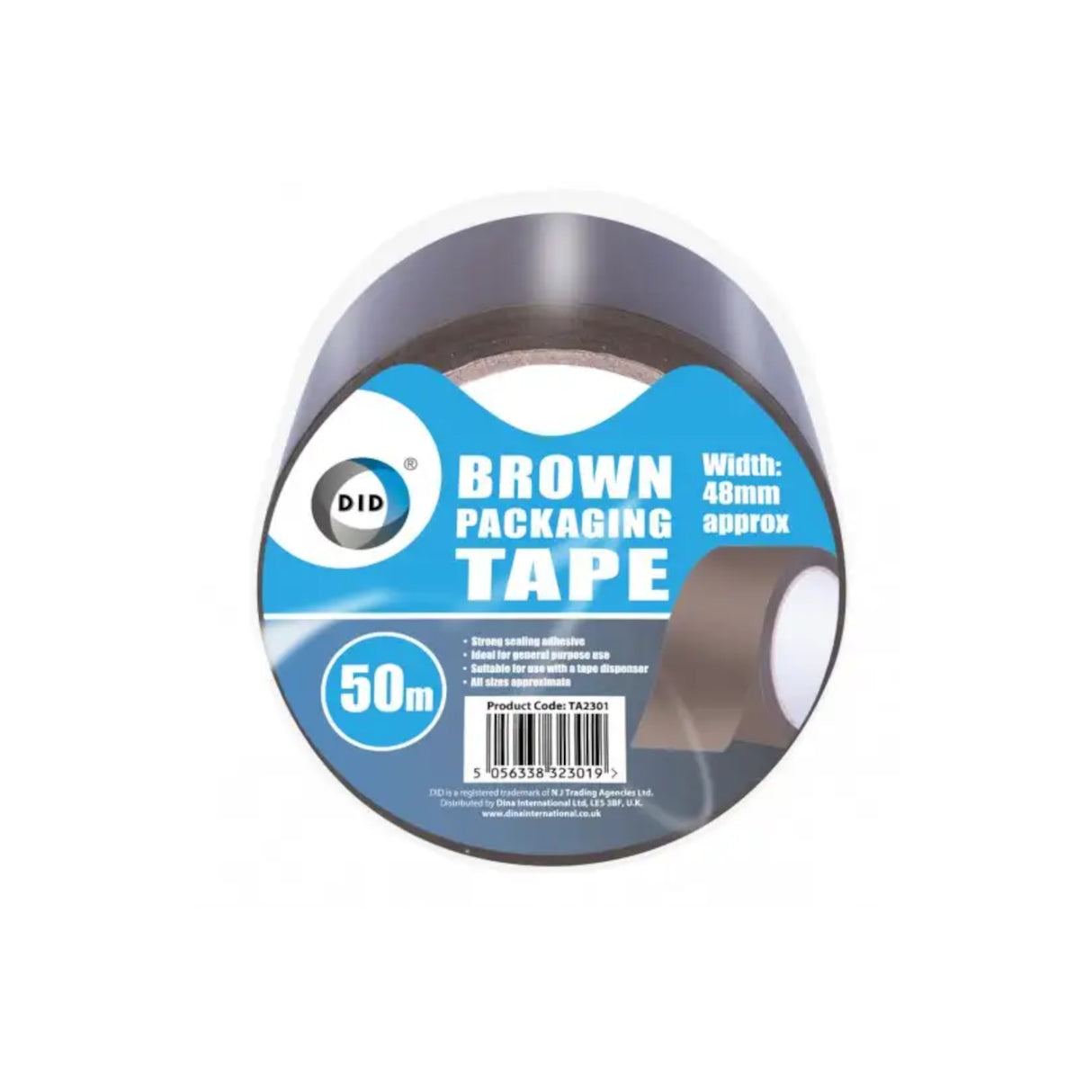 Brown Packaging Tape - 50m x 48mm, Strong Adhesion for Shipping