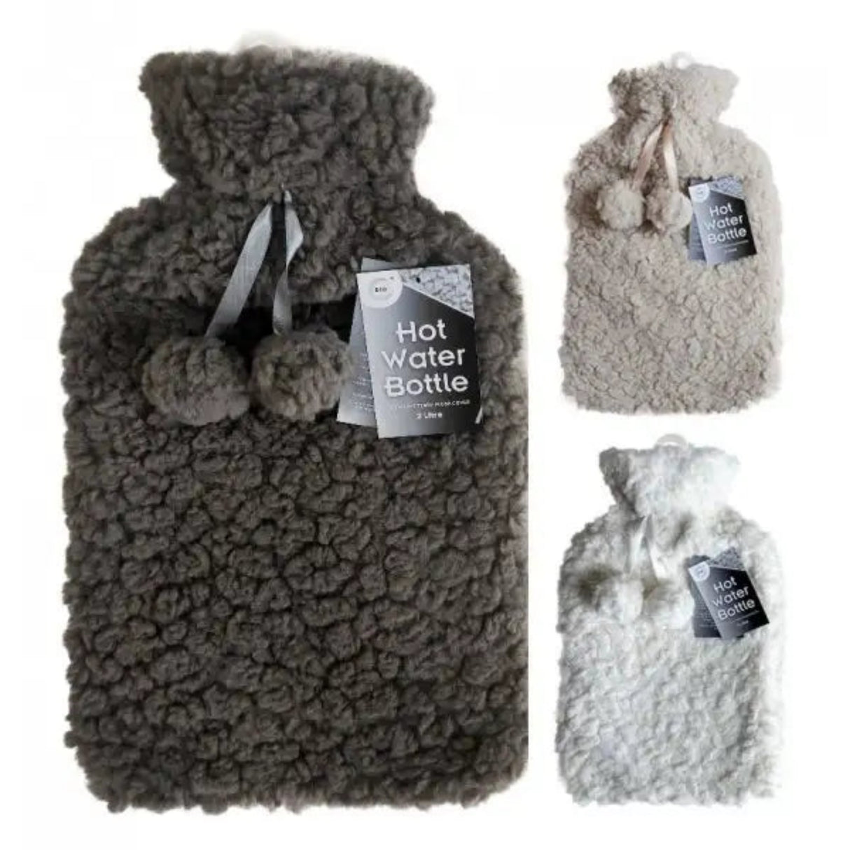 2 Litre Hot Water Bottle with Soft Teddy Plush Cover - Cozy & Comfortable