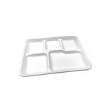 5-Compartment Biodegradable Bagasse Plates - 50 Pack, Eco-Friendly