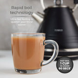 Tower Ash Rapid Boil Pyramid Kettle - 1.7L, 3KW, Easy Open Lid & Removable Filter, Black & Chrome