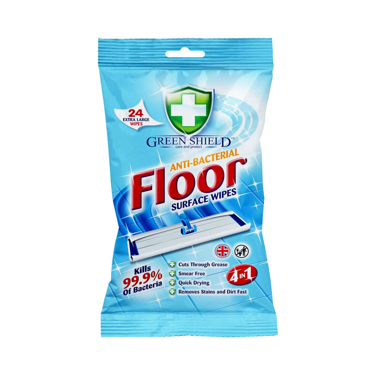 Green Shield Antibacterial Floor Surface Wipes 24 Pack