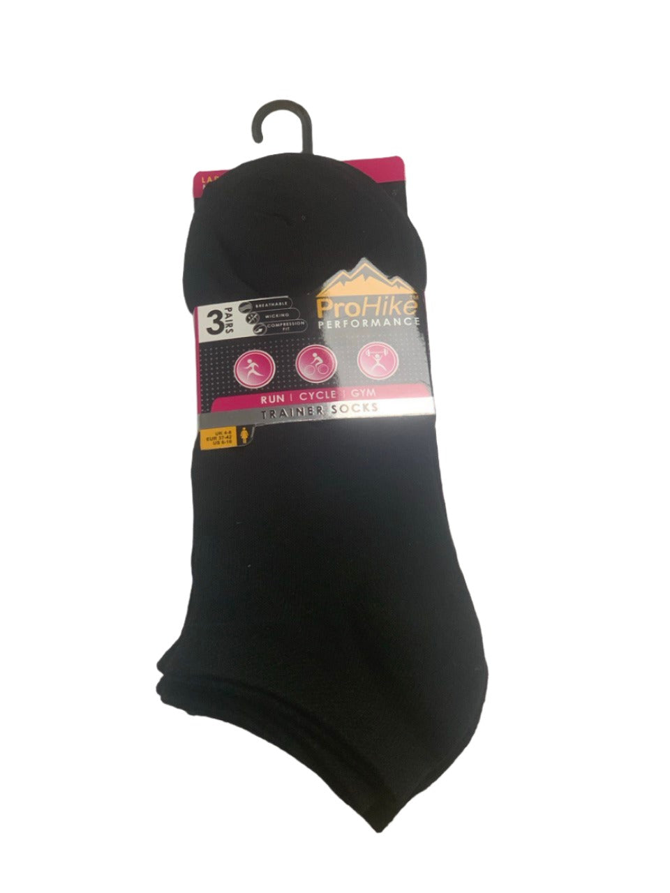 Ladies Trainer Socks Black 3 Pack