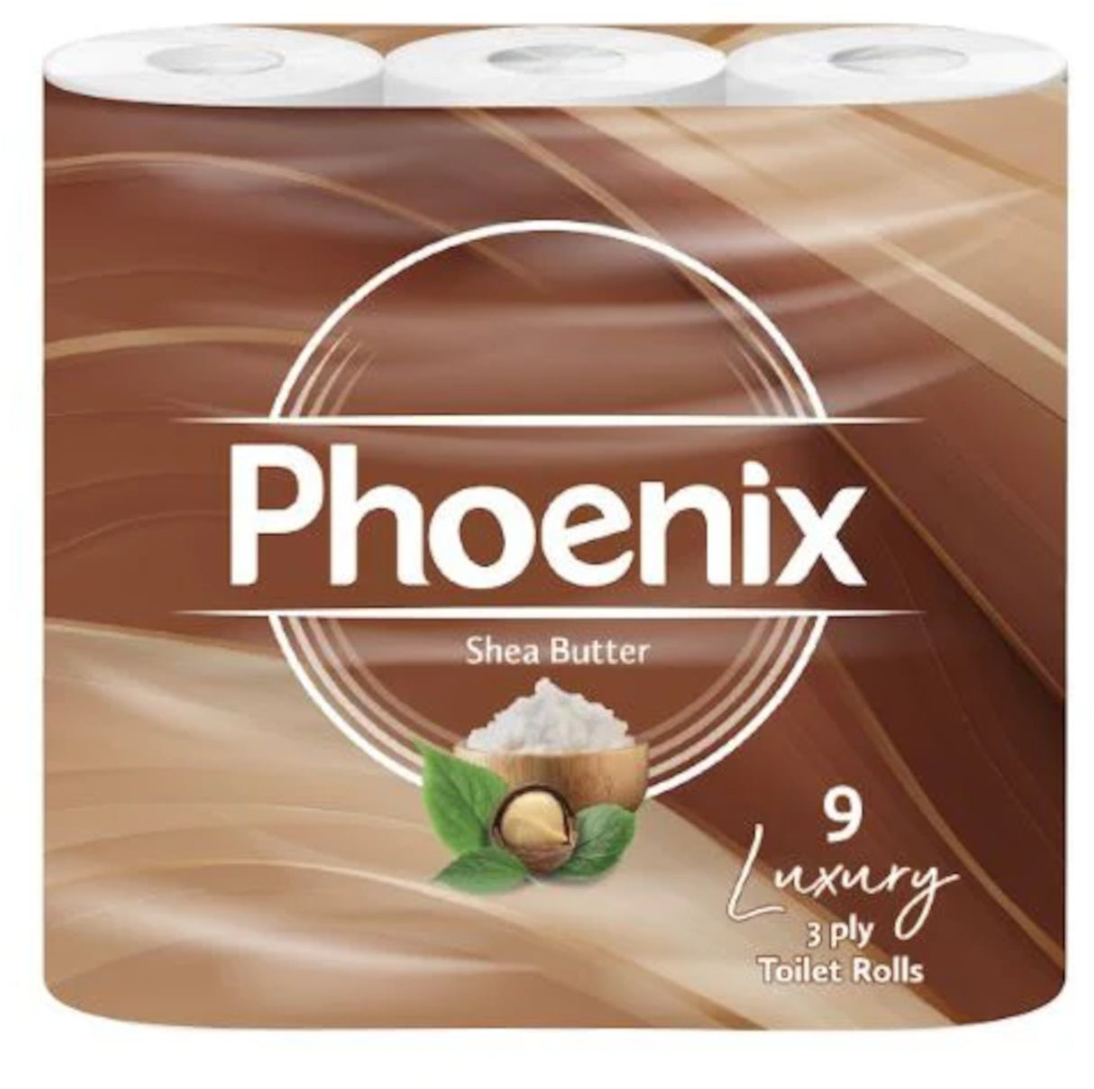 Phoenix 3 ply Toilet Tissue Shea Butter 9 Pack