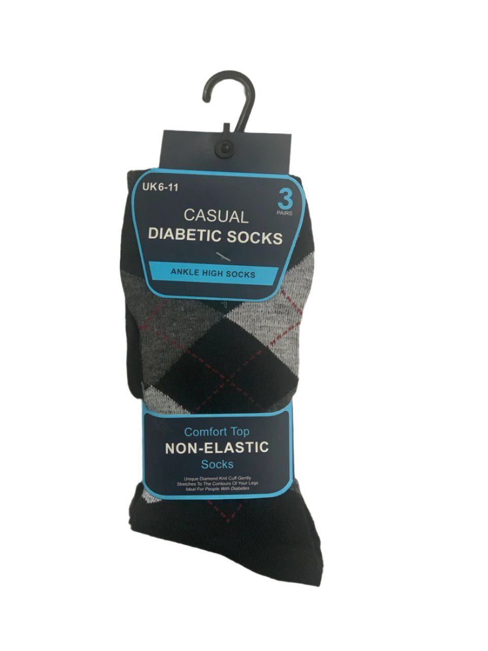 Men's Casual Diabetic Argyle Socks 3 Pairs