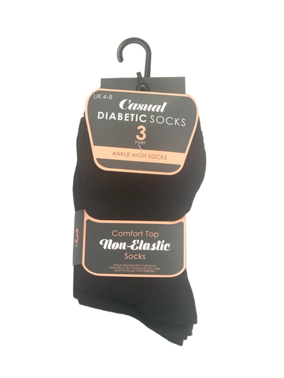 Ladies Casual Diabetic Socks Black 3 Pairs