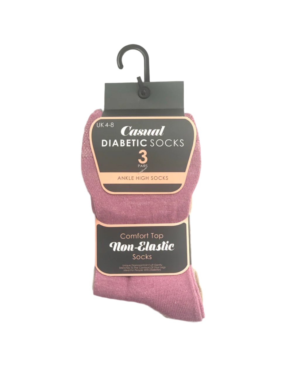 Ladies Casual Diabetic Socks Assorted Pastel 3 Pairs