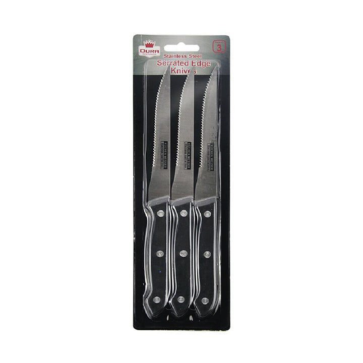 S/Steel Serrated Knives 3pk