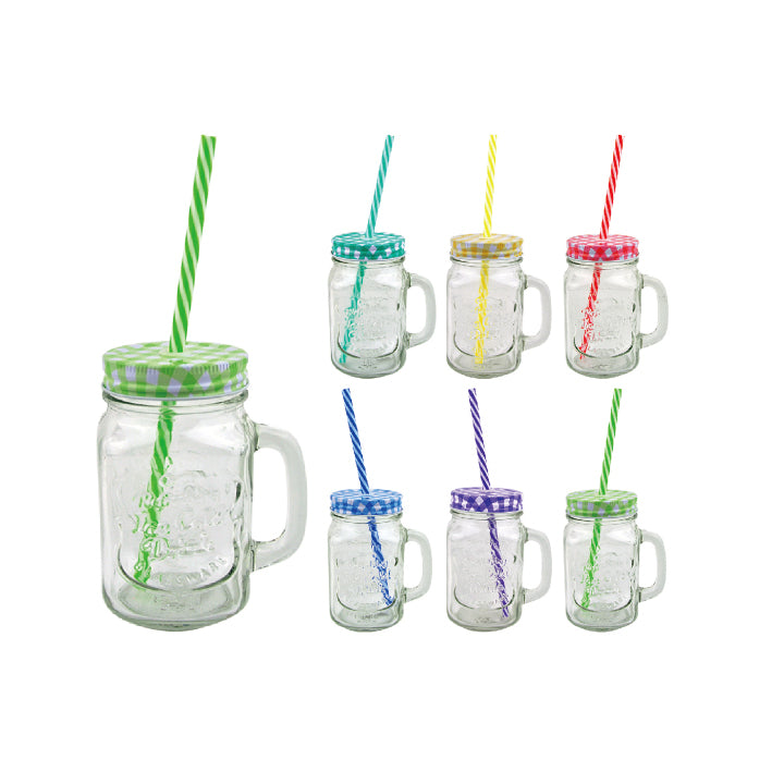 Glass Drinking Jar With Straw