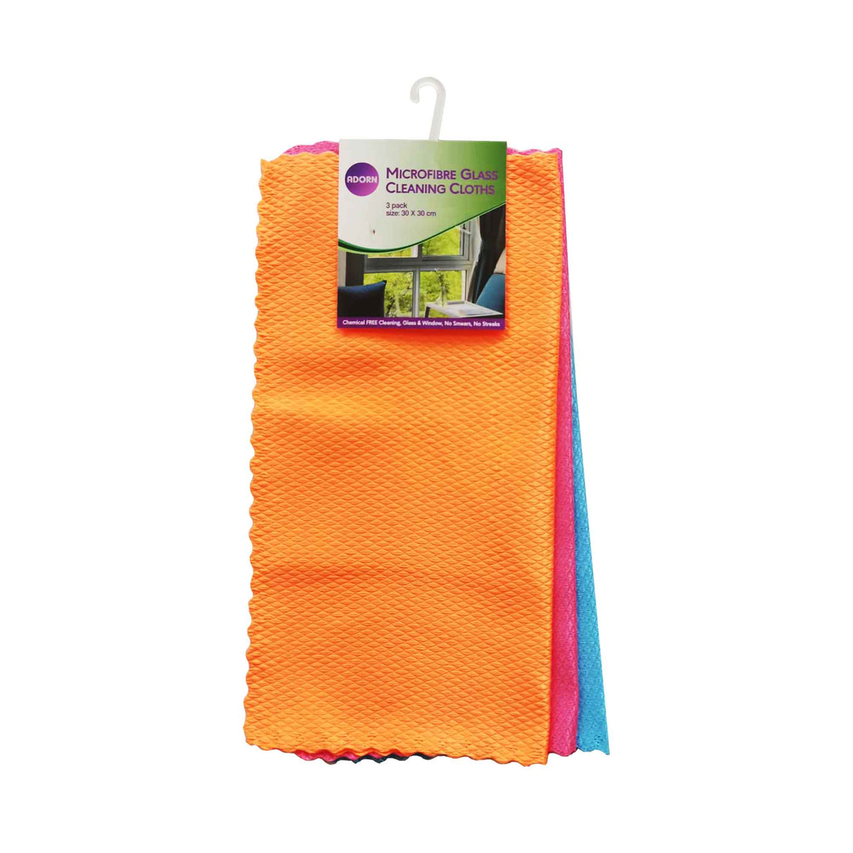 Microfibre Glass Cleaning Cloths 3pk 30x30cm