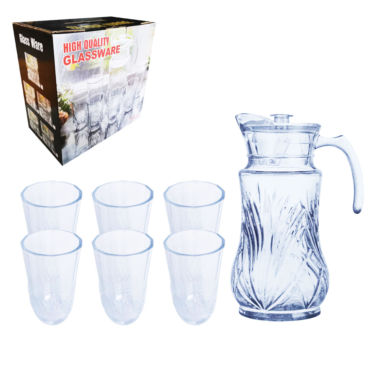 1.8 Litre Glass Jug+6 Cups