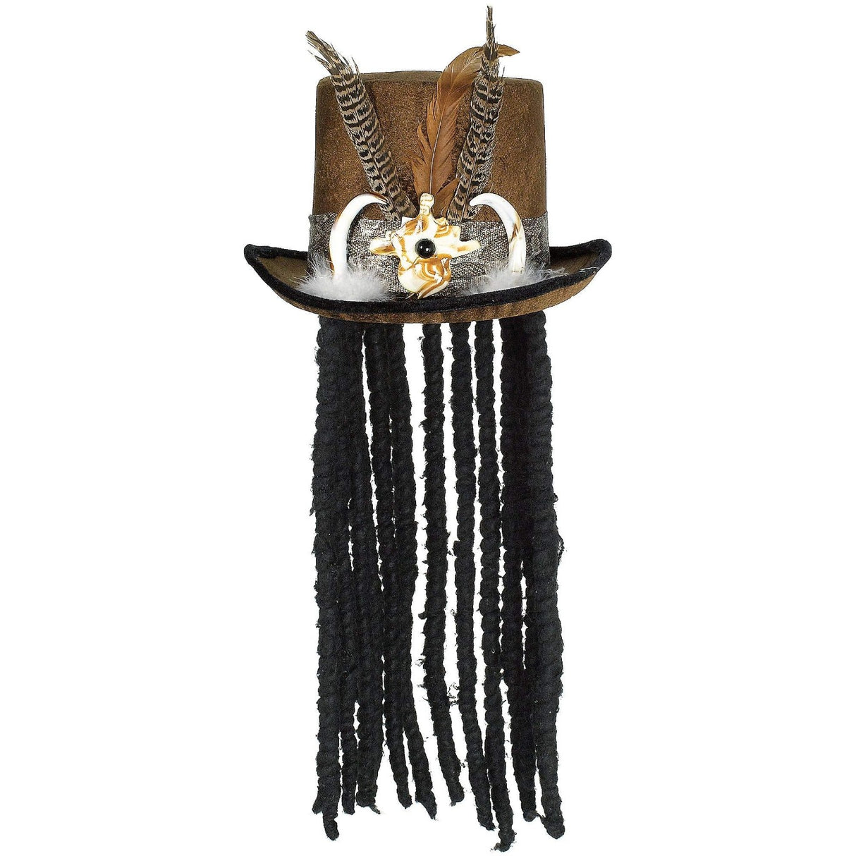 Halloween Witch Doctor Hat with Dreads Accessory