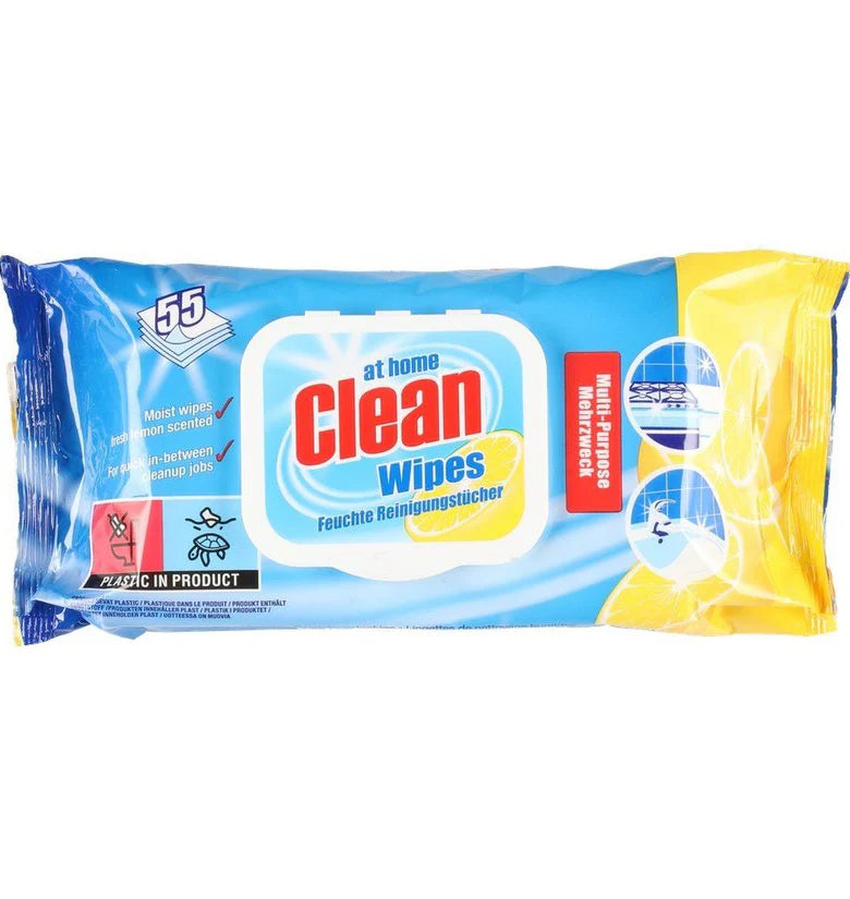 At Home Clean Wipes Lemon 55 Pack