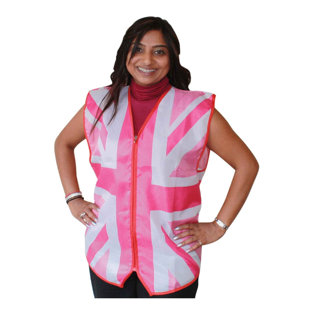 Union Jack Waistcoat Pink Adult Standard Size