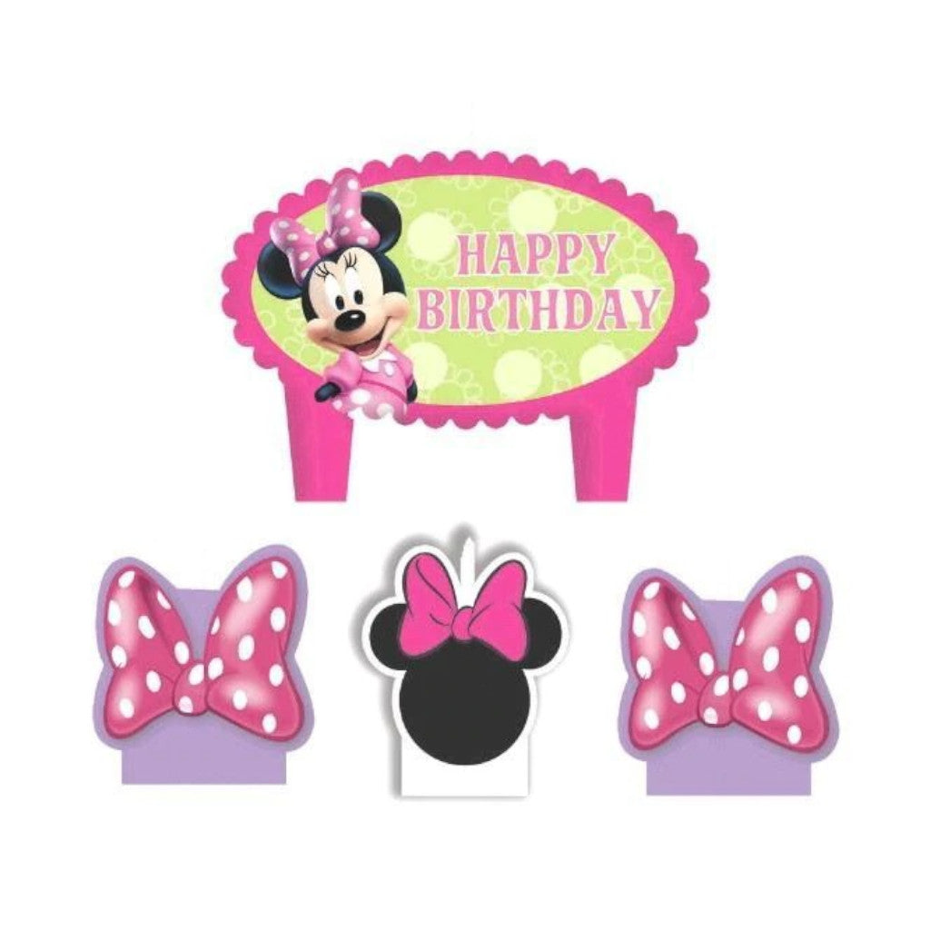 Disney Minnie Mouse Bow-tique Molded Mini Character Birthday Candle Set Pink