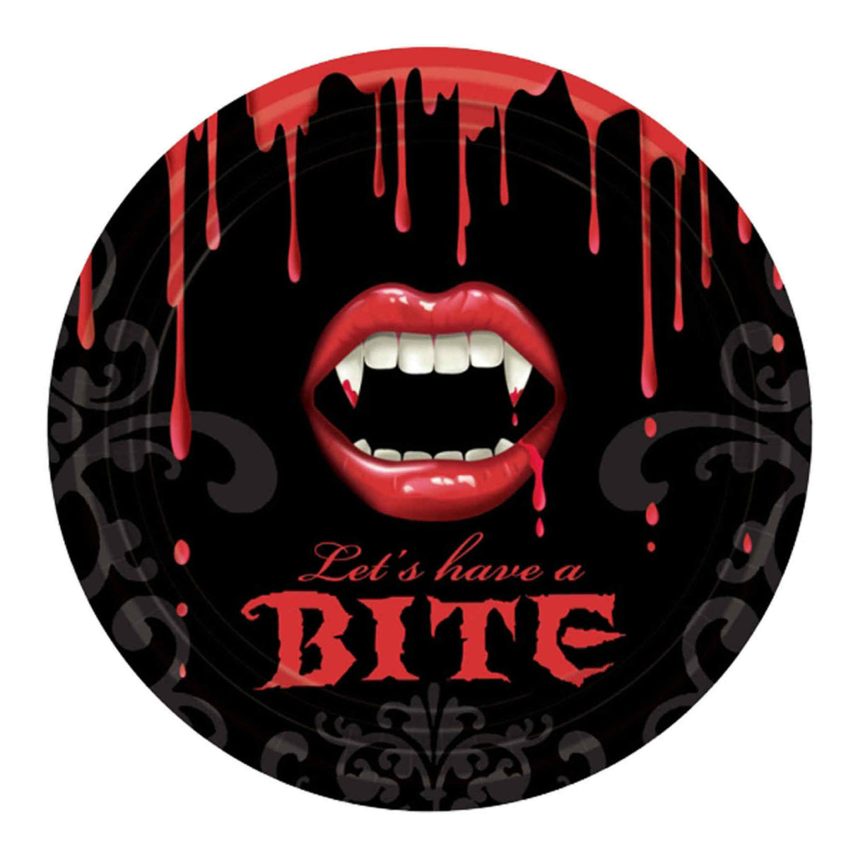 Fangtastic | Let's Have a Bite Round Paper Plates | 9 inches | 8 Pack