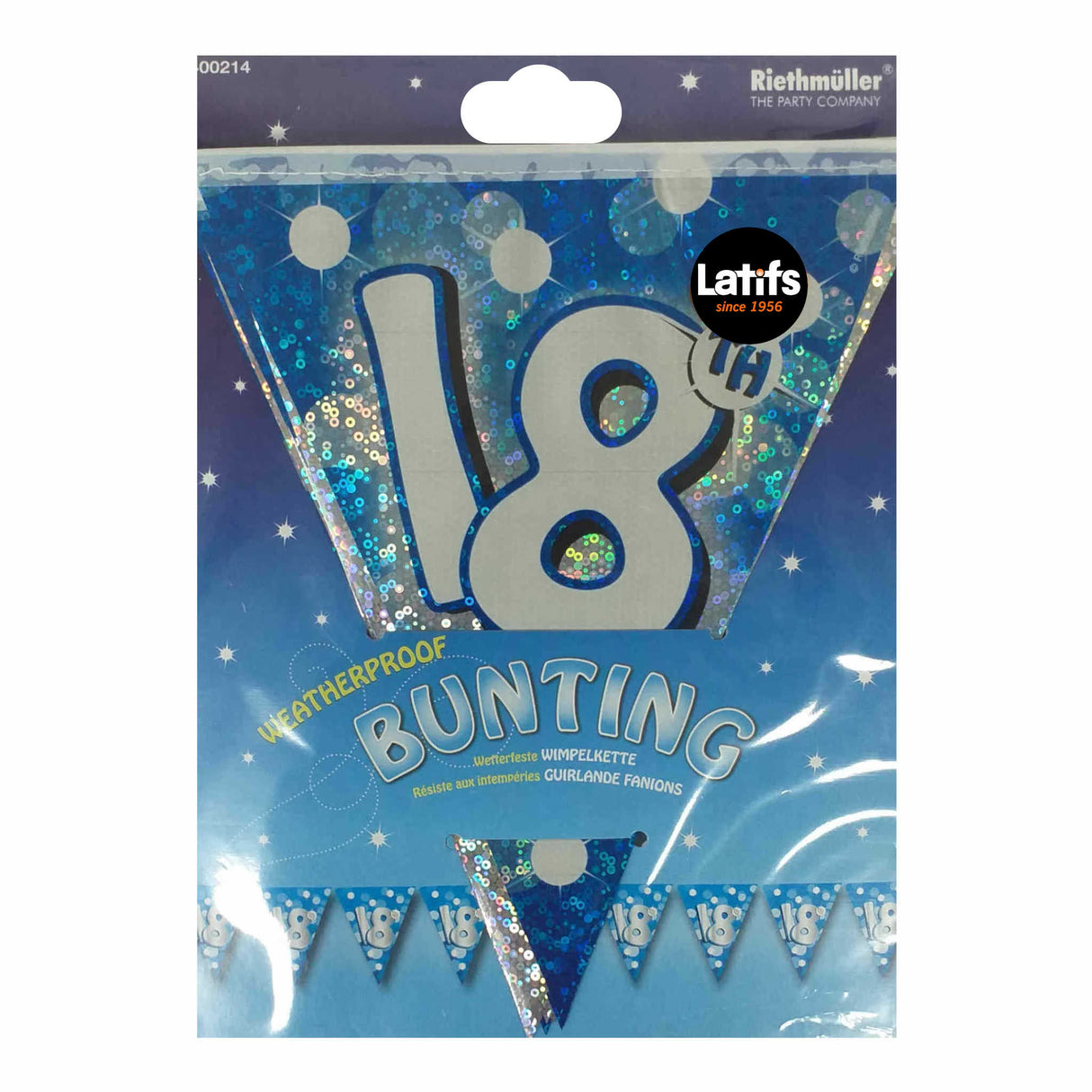 18th Birthday Sparkle Bunting Flag Banner | Blue | 4m