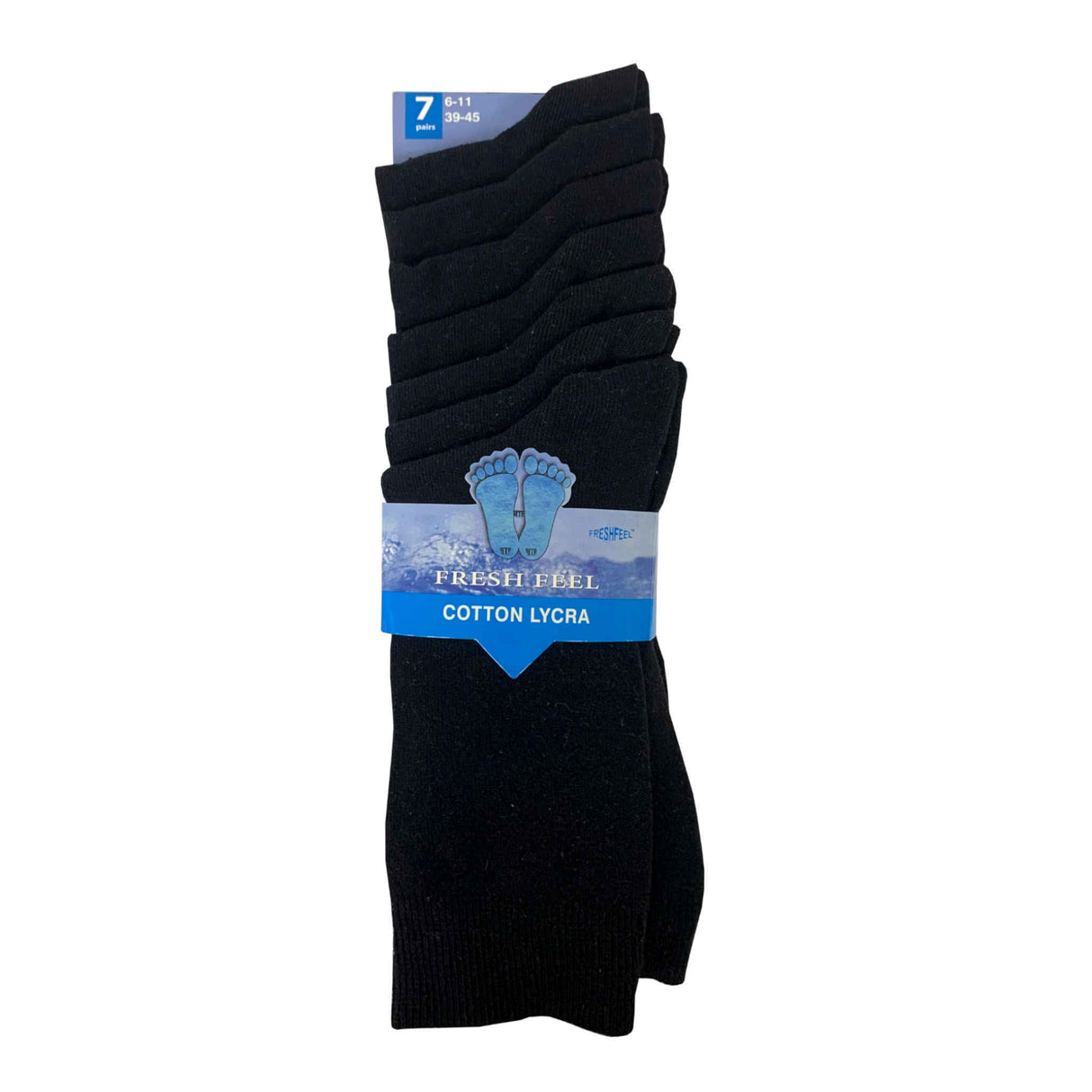 Men's Cotton Lycra Socks | Black | Size 6-11 | 7 Pack