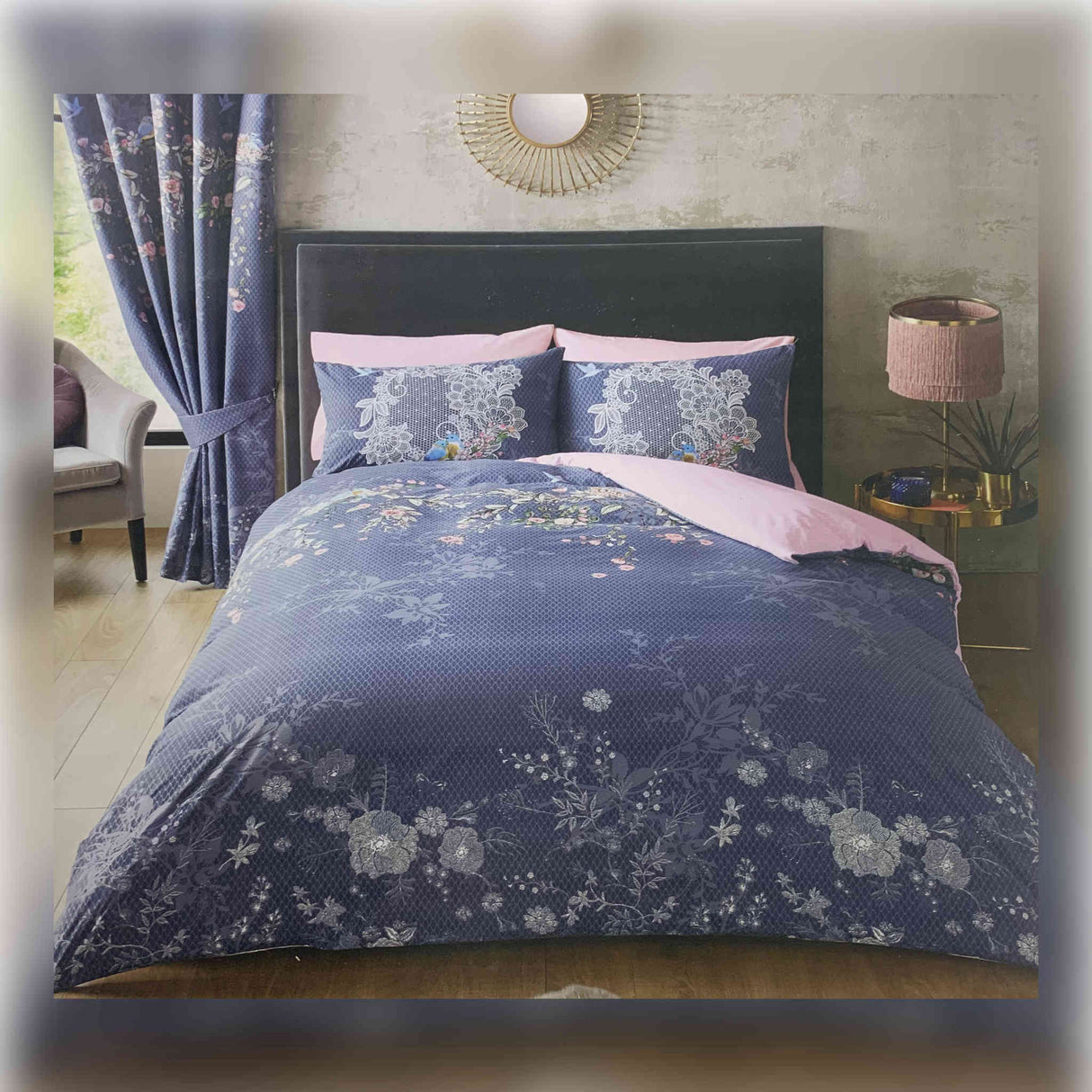 Gaveno Cavailia Printed Double Duvet Set Bella Navy