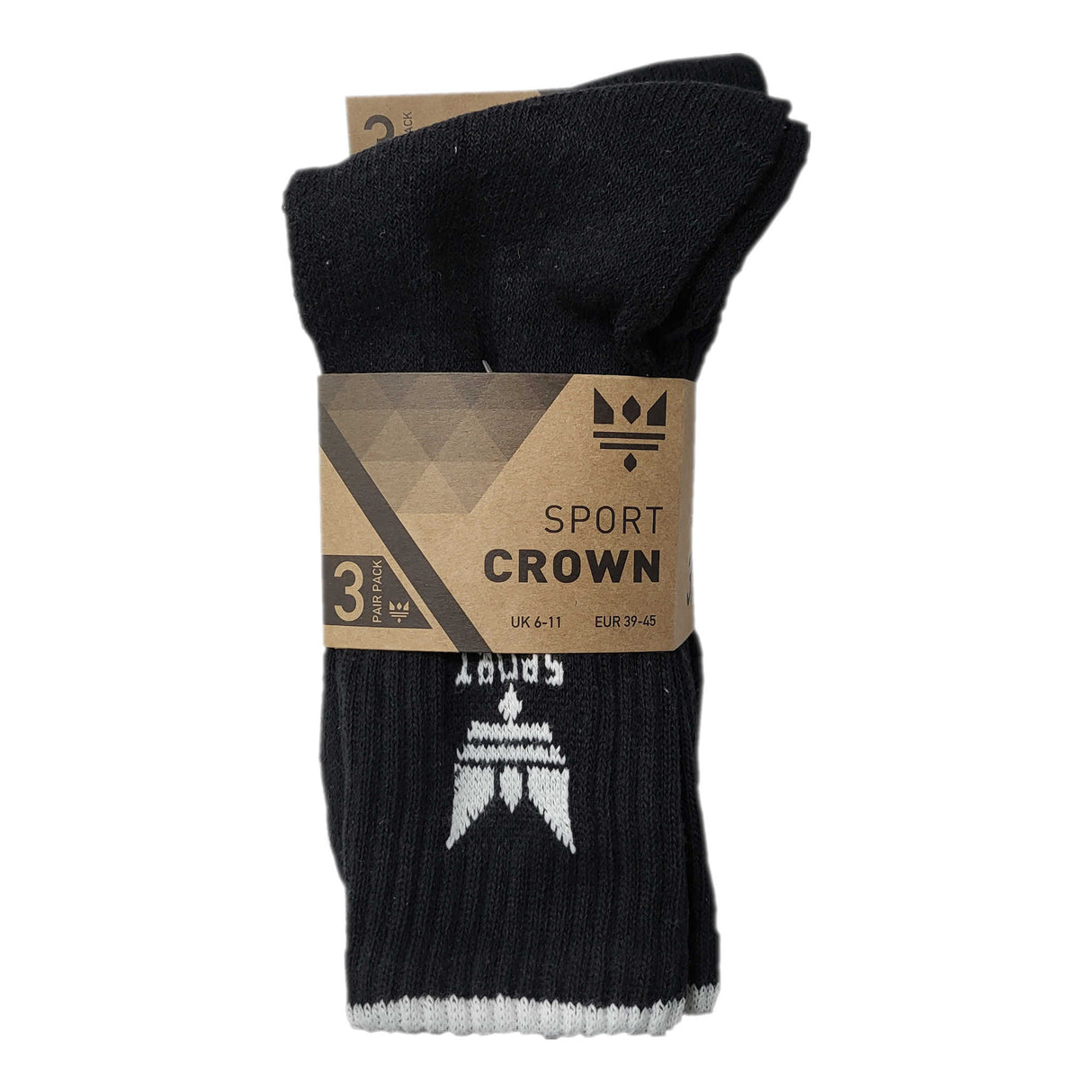 Men's Crown Sport Socks Black Cascade 3 Pack