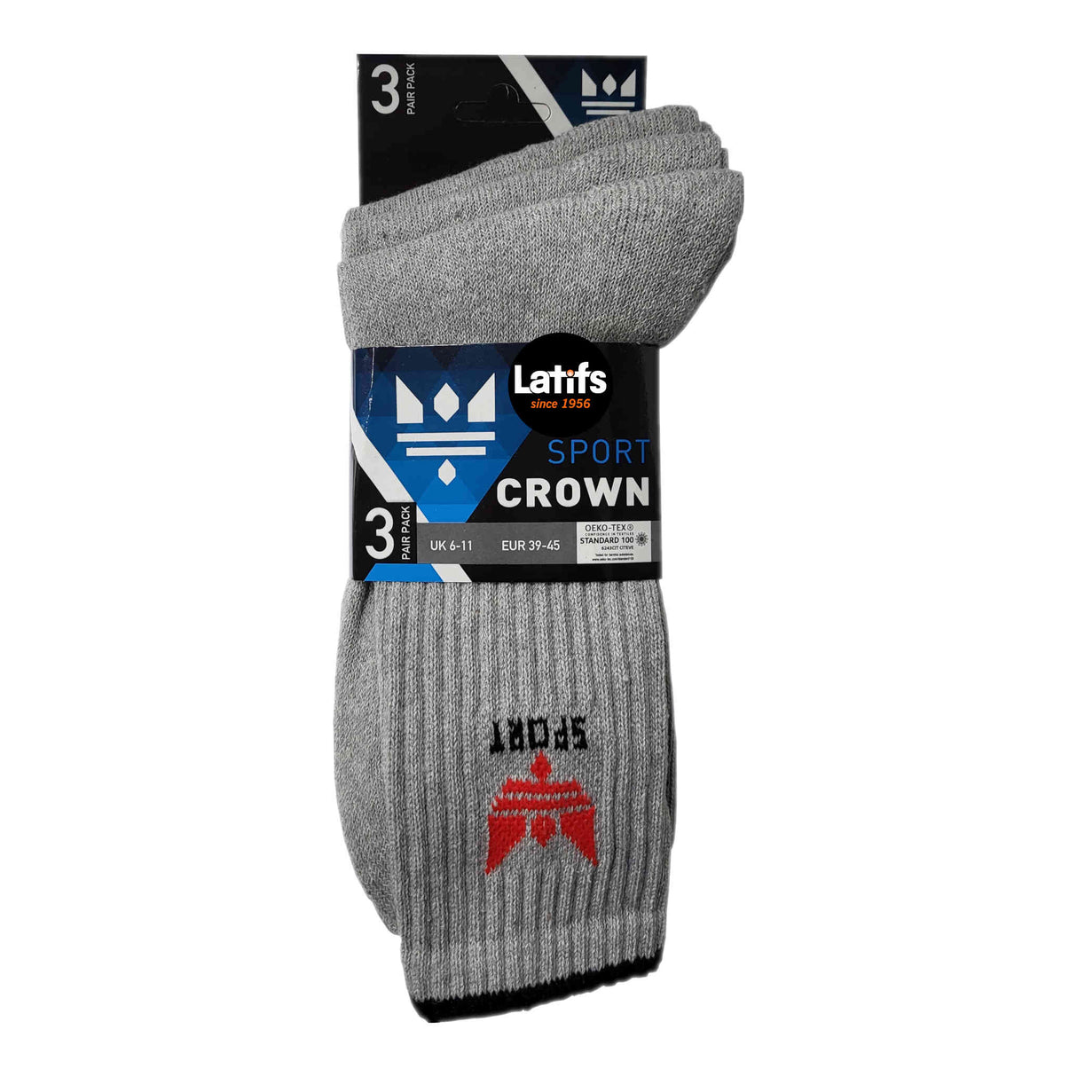 Men's Crown Sport Grey Socks Cascade 3 Pack