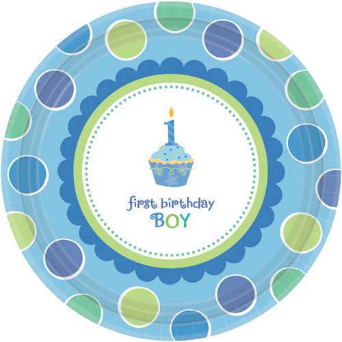 First Birthday Boy Paper Plate 8 Pack