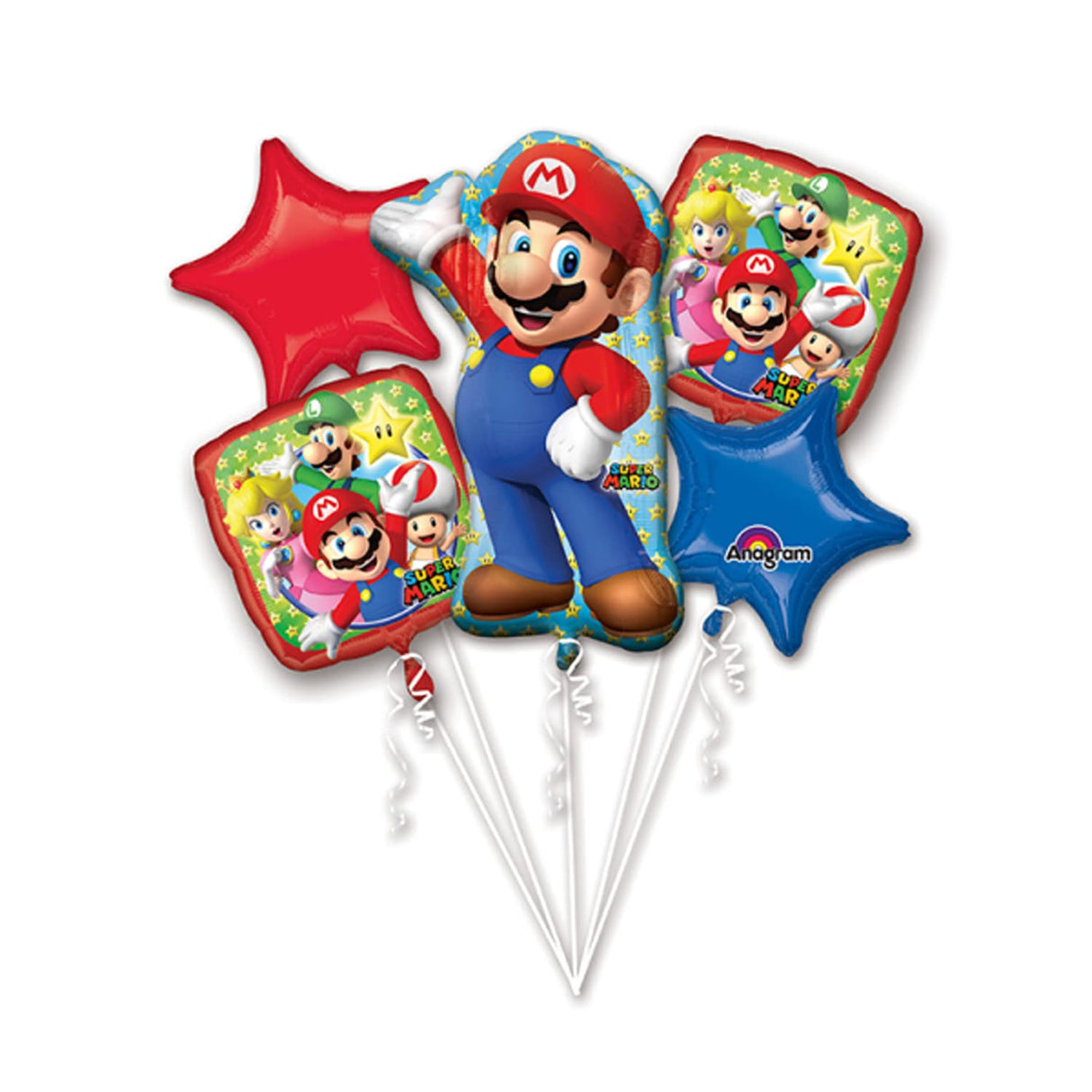 Super Mario 5pc Foil Balloon Bouquet