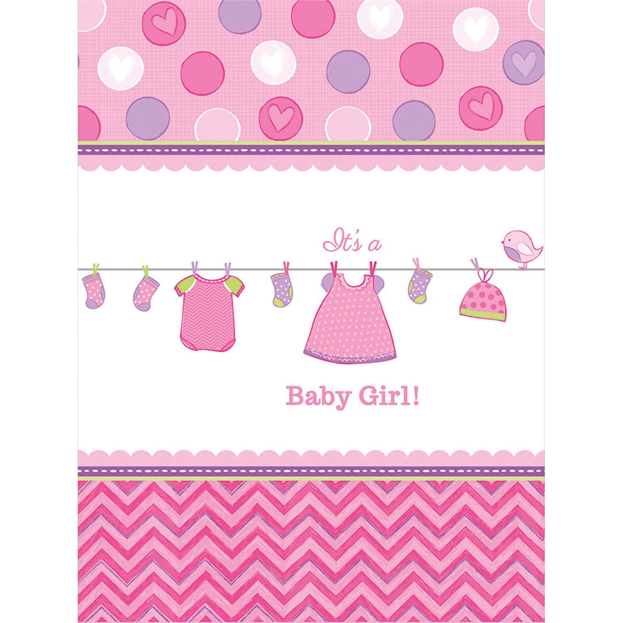 It's a Baby Girl Paper Tablecover Pink 1.37m x 2.59m