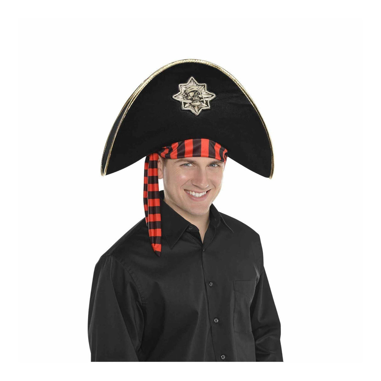 Pirate Skull Hat Costume Black & Red